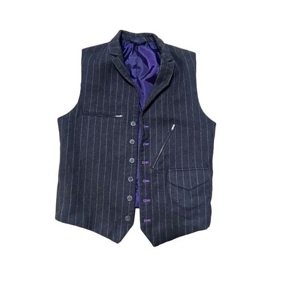 OOAK Al’s Attire North Beach Steam Punk Brown Pinstriped Many Zippers Vest S/M - Picture 1 of 11